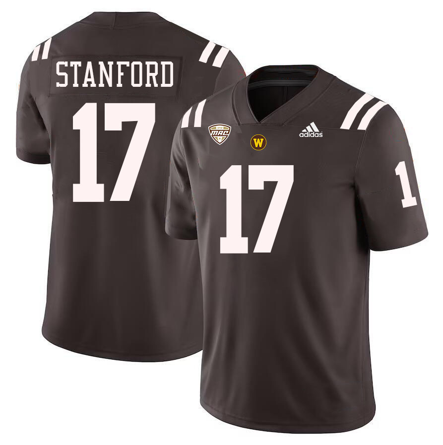 #17 La'Varis Stanford Western Michigan Broncos College Football Jerseys Stitched-Brown